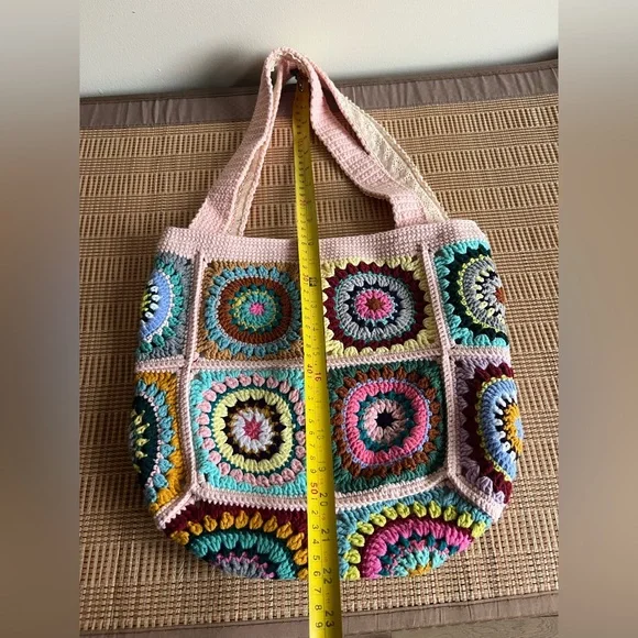 Handmade Crochet Granny Square Tote Bag - Picture 7 of 8